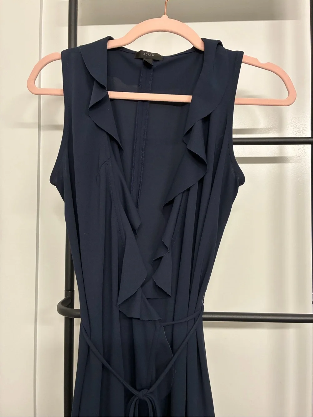 Navy Tie-Waist Wrap Dress